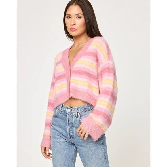L*Space Daybreak Cardigan Fuzzy Striped Sweater - Picture 2 of 7